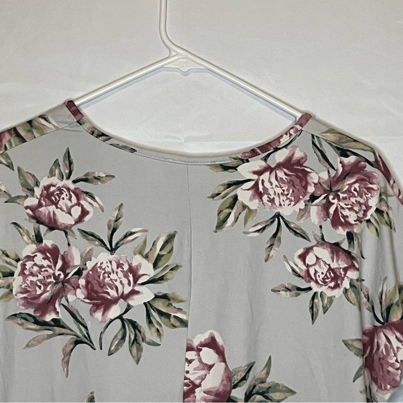 REBORN J Grayish Floral Side Tie Shirt Soft Sleeve Feminine Modest Size Medium - Picture 9 of 12